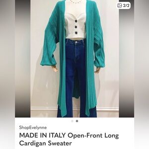 MADE IN ITALY Open-Front Long Cardigan Sweater- ONE SIZE 

PURPLE Color